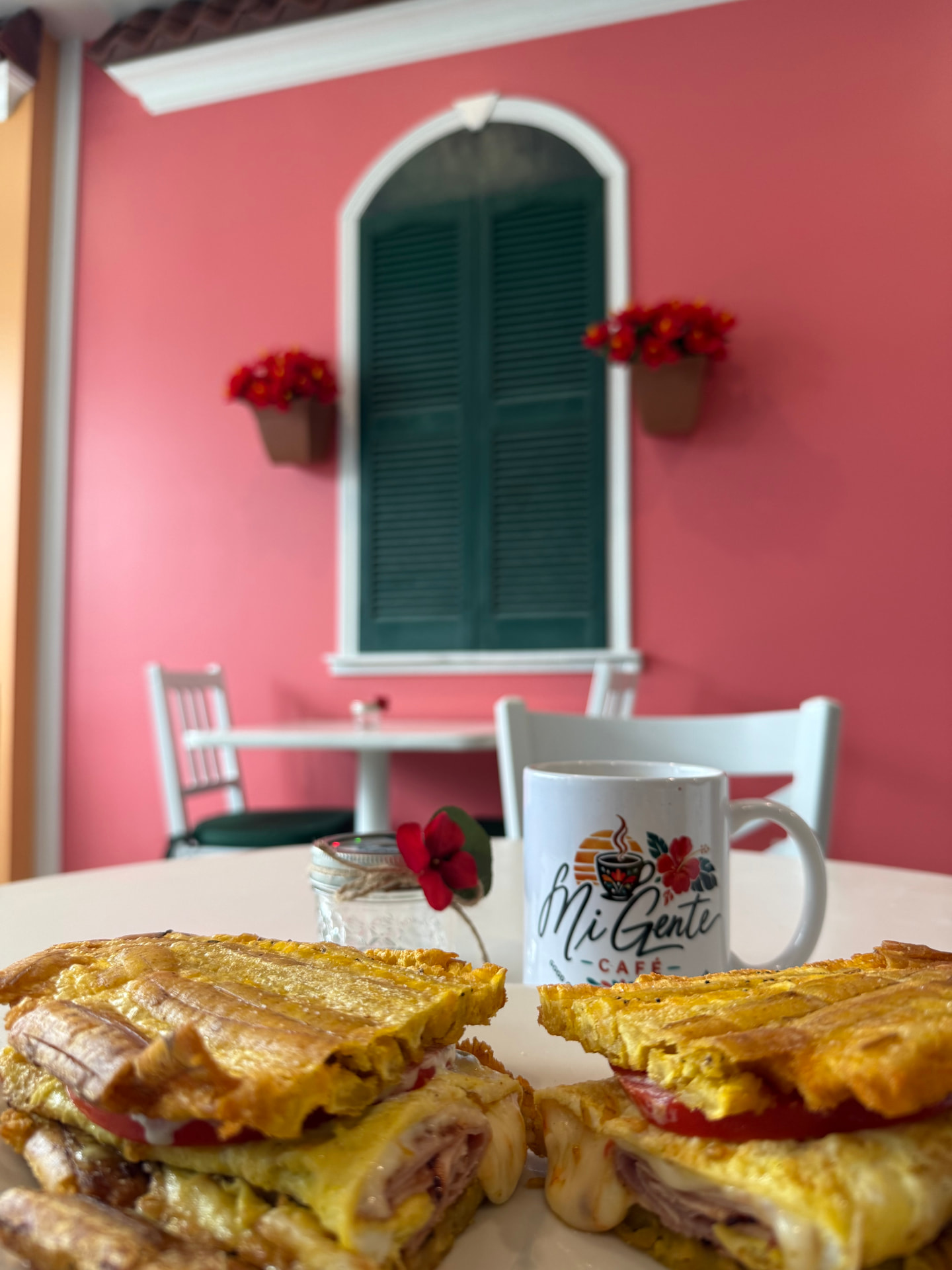 Jibarito sandwiches and coffee served inside Mi Gente Café
